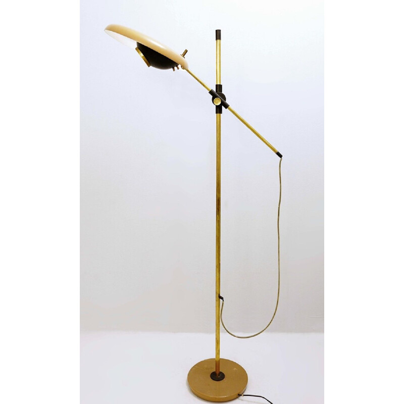 Vintage Articulated Floor Lamp Model "555 T" in brass and metal by Oscar Torlasco for LUMI - Circa, 1960