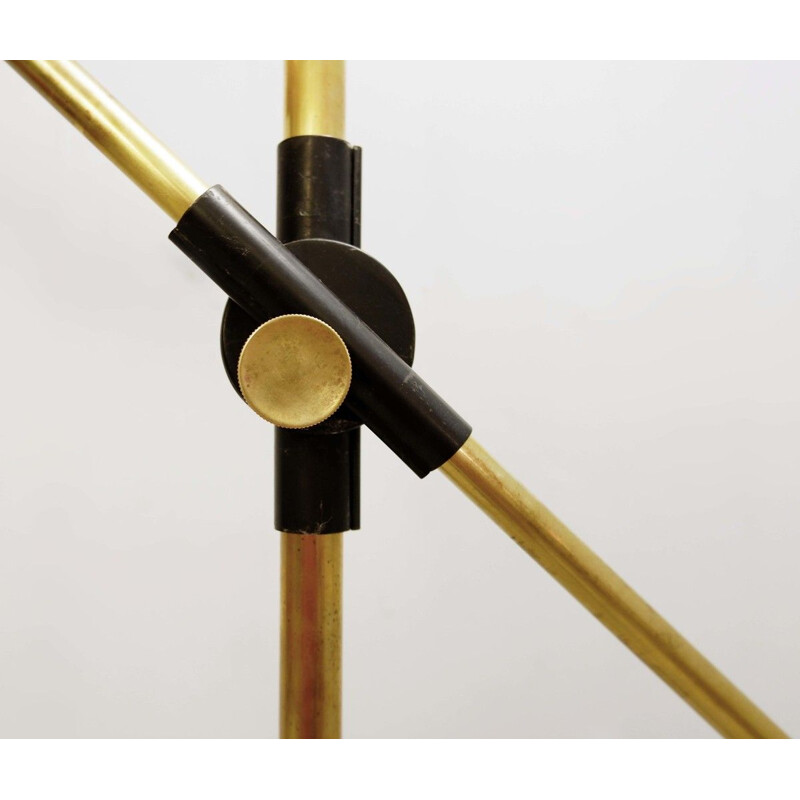 Vintage Articulated Floor Lamp Model "555 T" in brass and metal by Oscar Torlasco for LUMI - Circa, 1960