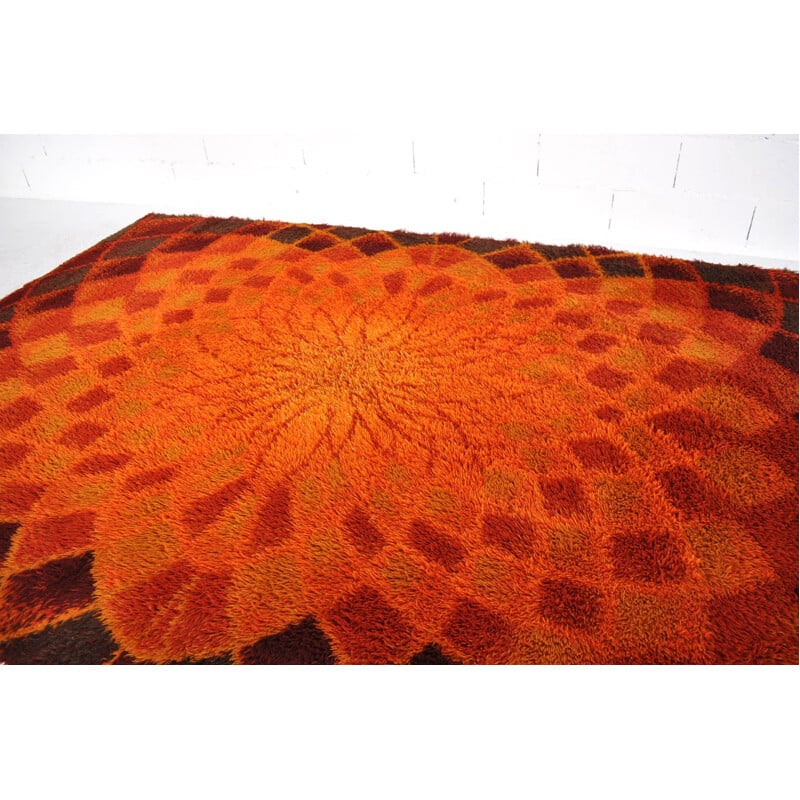 Grand tapis Desso en laine avec motifs orangés - 1970