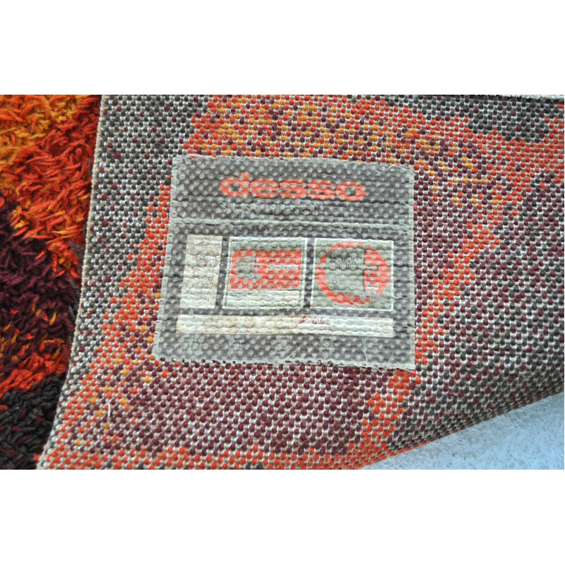 Grand tapis Desso en laine avec motifs orangés - 1970