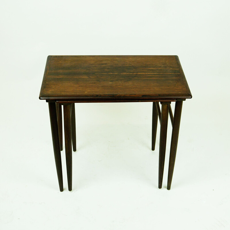 Pair of vintage rosewood nesting tables by Poul Hundevad for Fabian Denmark, Denmark 1960