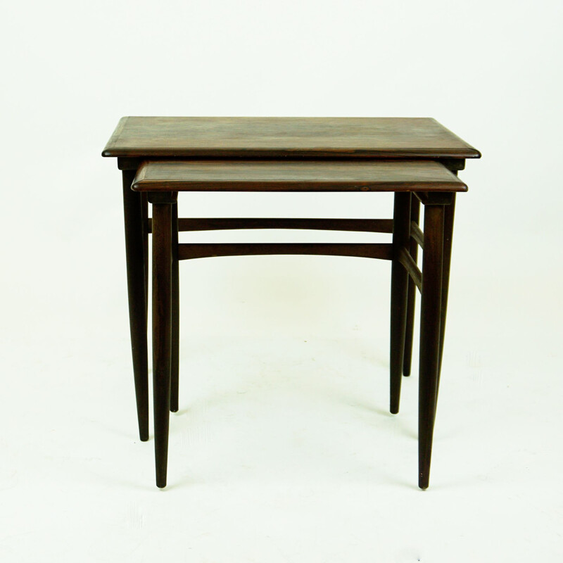 Pair of vintage rosewood nesting tables by Poul Hundevad for Fabian Denmark, Denmark 1960