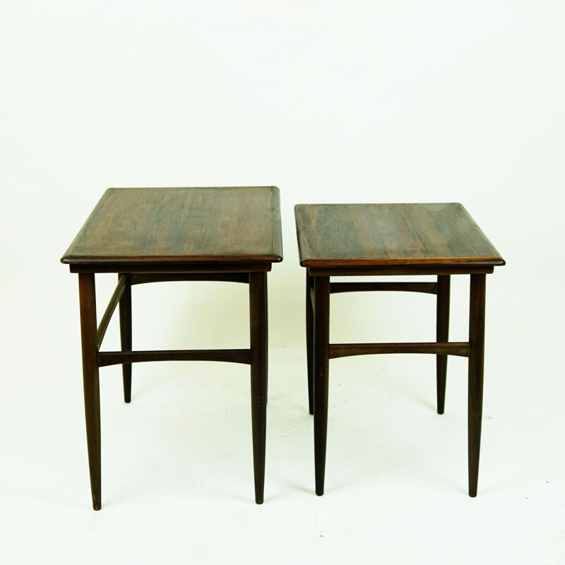 Pair of vintage rosewood nesting tables by Poul Hundevad for Fabian Denmark, Denmark 1960