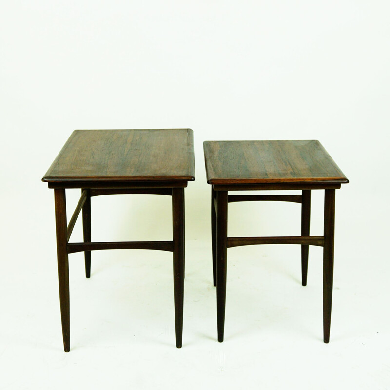 Paire de tables gigogne vintage en palissandre par Poul Hundevad pour Fabian Denmark, Danemark 1960