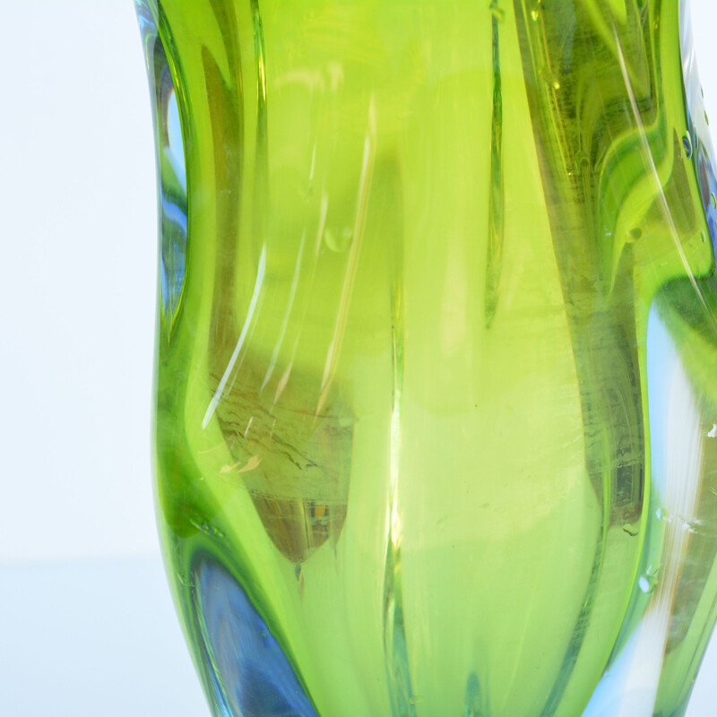 Vintage organic glass vase by J. Hospodka Chribska Sklarna, Czechoslovakia 1960