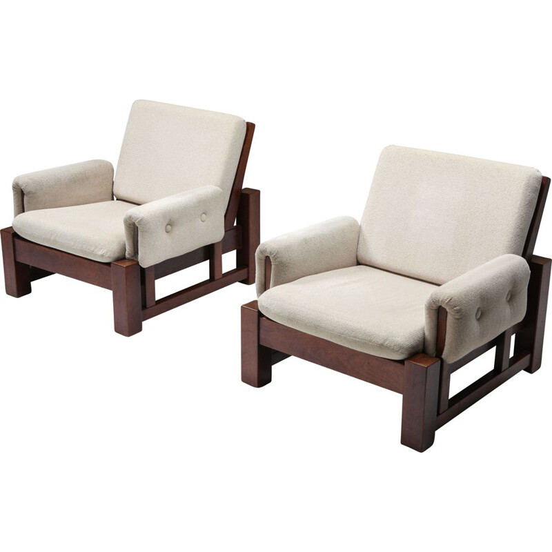 Pair of Mid-century solid Mahogany pair of club chairs 1960s