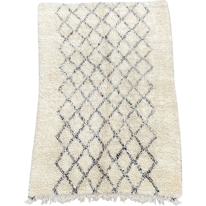 Tapete de lã de Beni Ouarain vintage tecido à mão