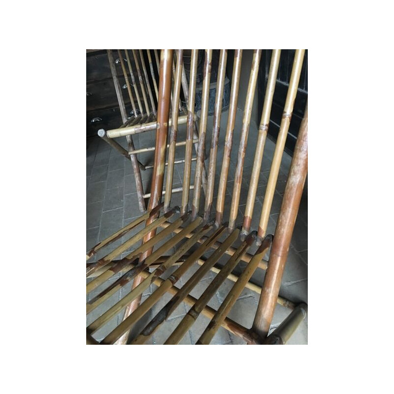 Pair of vintage bamboo folding chairs 1970