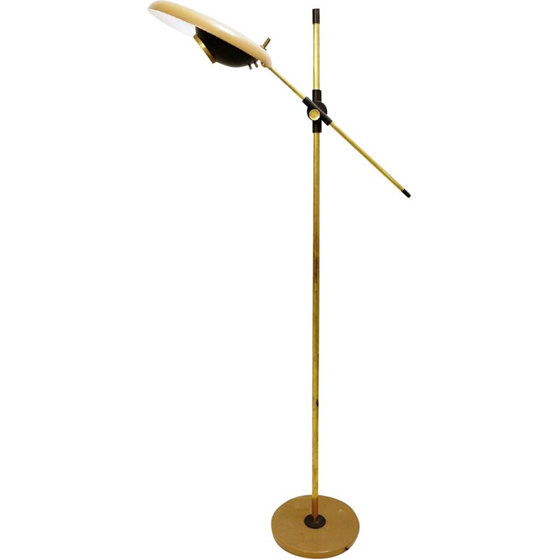 Vintage Articulated Floor Lamp Model "555 T" in brass and metal by Oscar Torlasco for LUMI - Circa, 1960