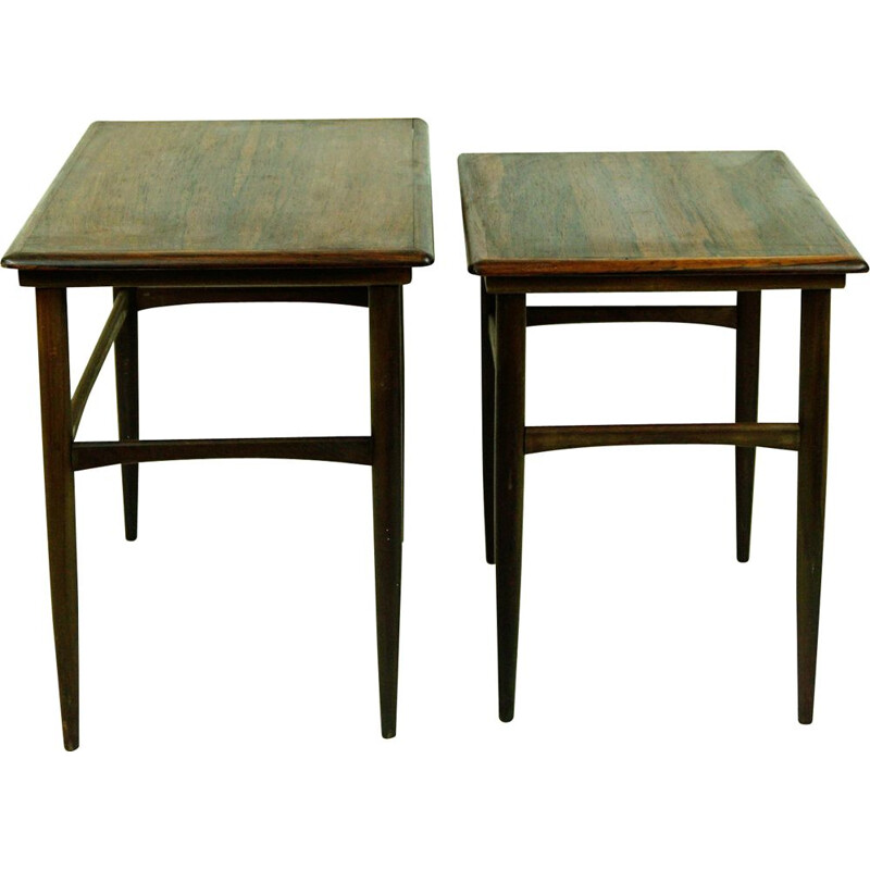 Pair of vintage rosewood nesting tables by Poul Hundevad for Fabian Denmark, Denmark 1960