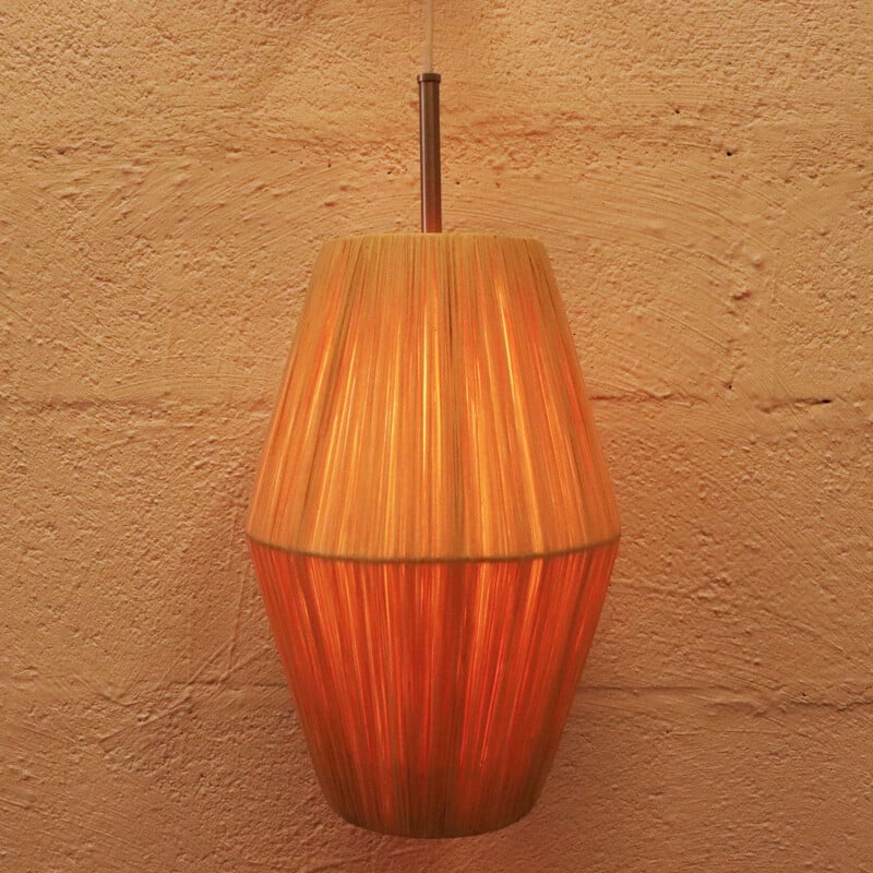 Lampada a sospensione 'Raphia' in metallo vintage, Svezia 1960