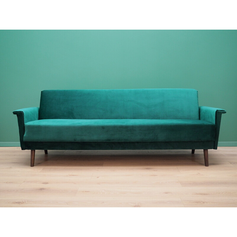 Vintage green velvet sofa, Danish 1970