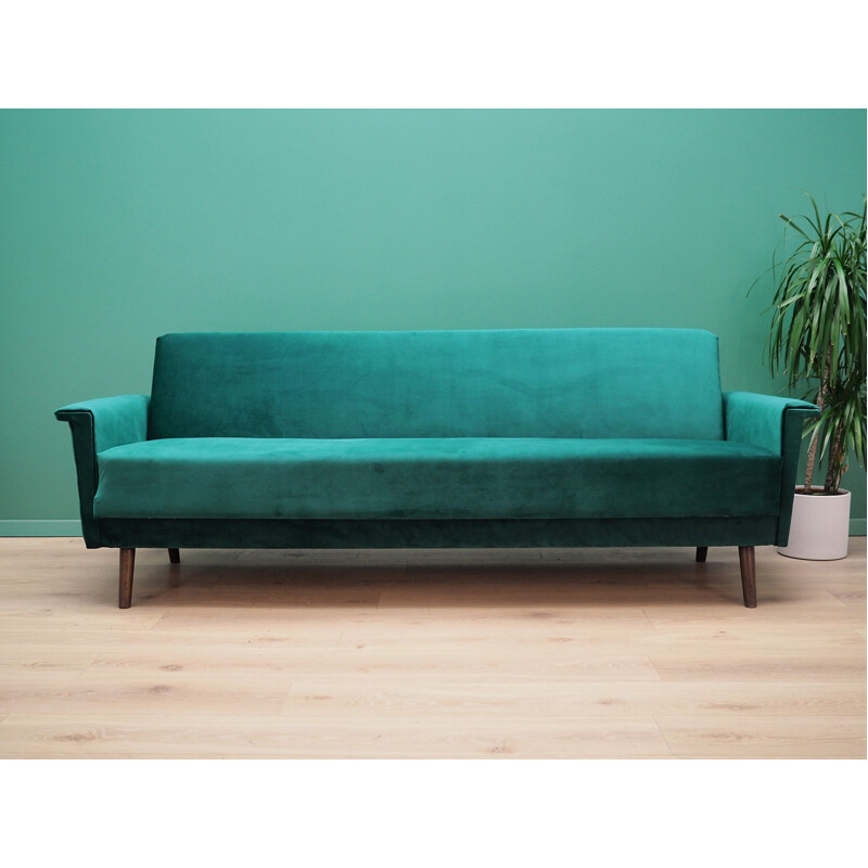 Vintage green velvet sofa, Danish 1970