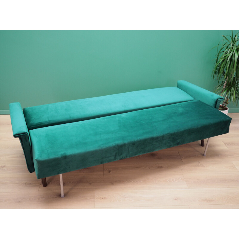 Vintage green velvet sofa, Danish 1970