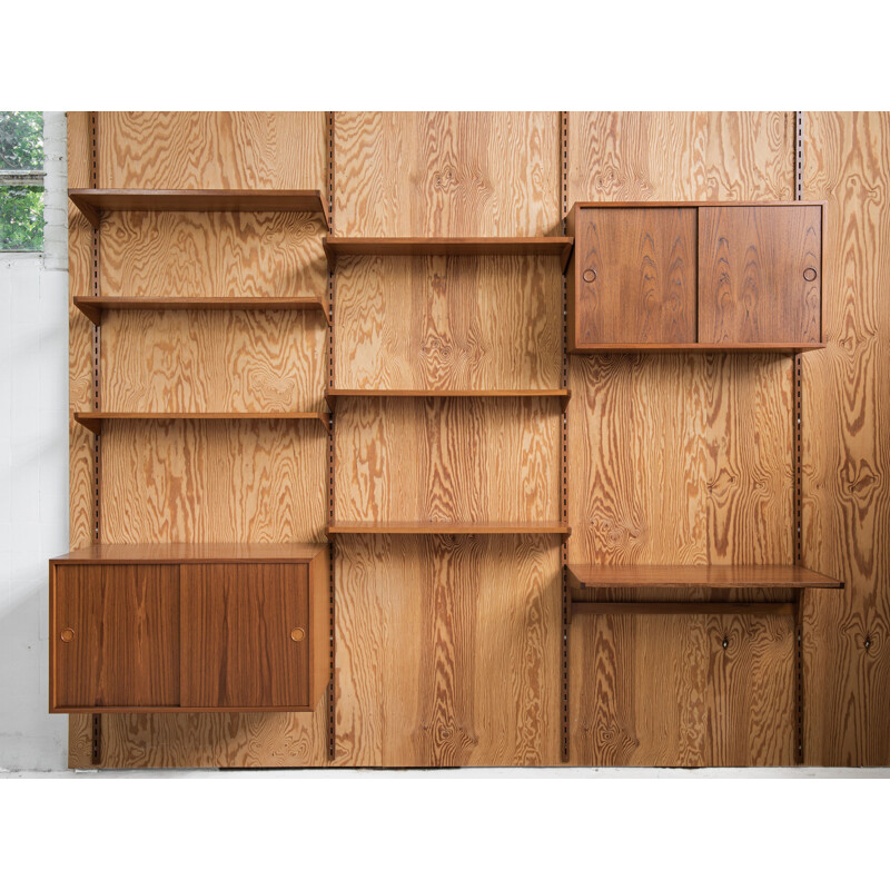 Vintage teak wall unit by Kai Kristiansen for FM, Denmark 1960