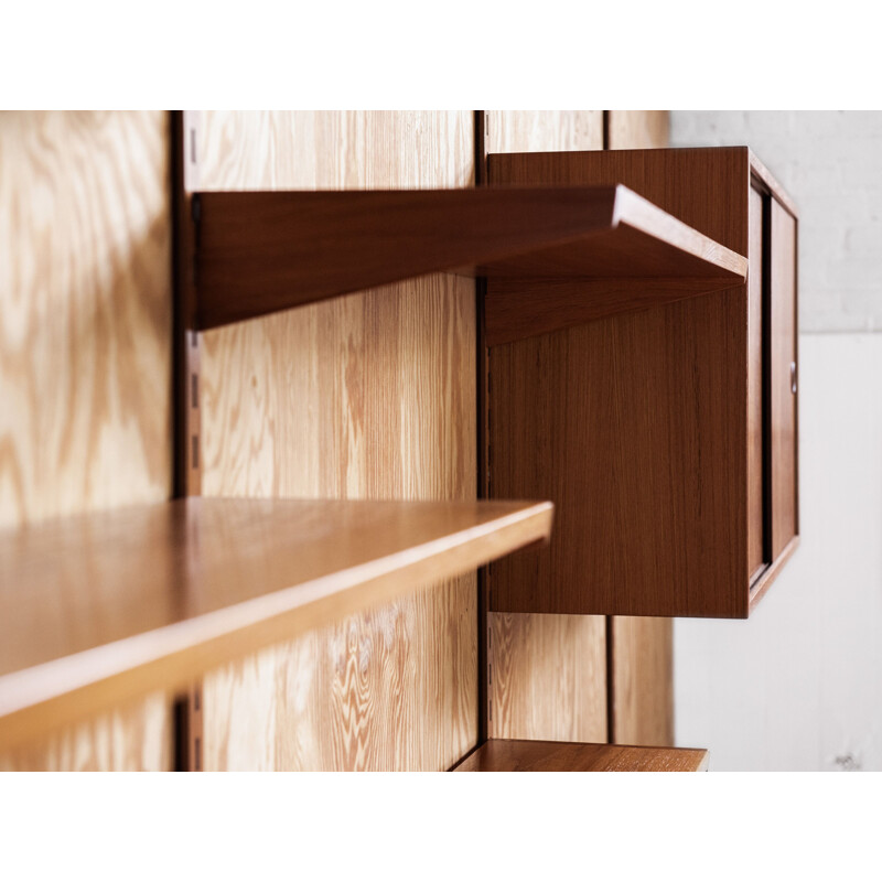 Vintage teak wall unit by Kai Kristiansen for FM, Denmark 1960