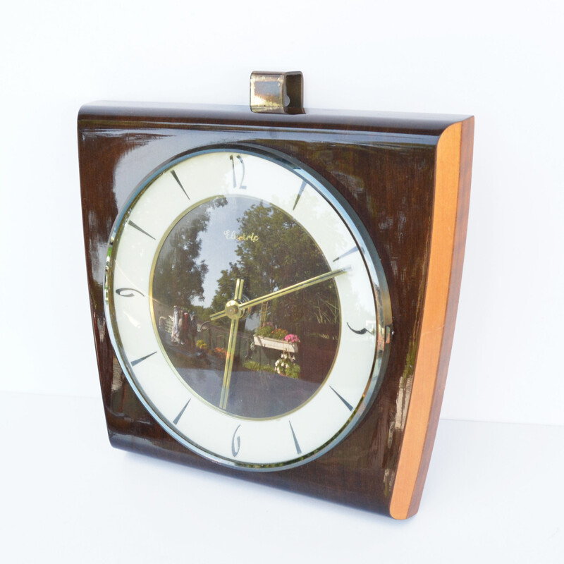 Vintage wooden wall clock Kienzle, Germany 1950