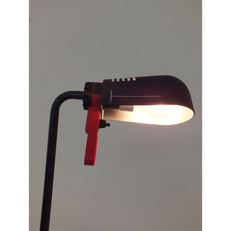 Vintage zwarte en rode wandlamp 1980