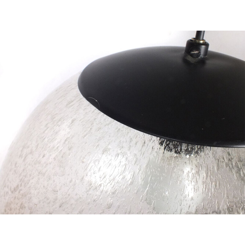 Suspension vintage en verre avec des bulles d'air