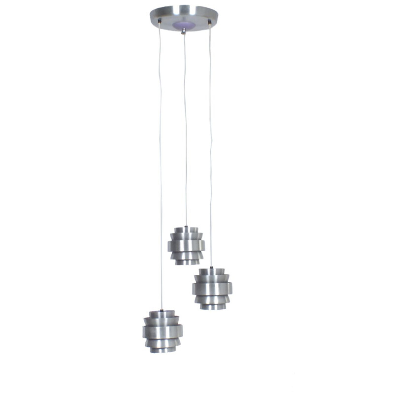 Vintage purple aluminium chandelier Lakro Netherlands 1960