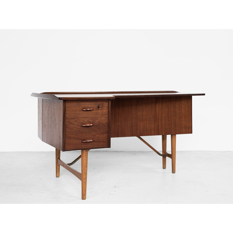 Vintage teak Boomerang desk by Peter Løvig Nielsen, Danish 1950s