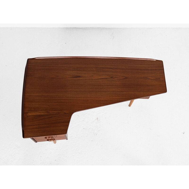 Vintage teak Boomerang desk by Peter Løvig Nielsen, Danish 1950s