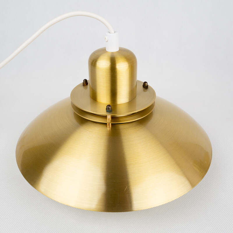 Pair of vintage golden pendant lamps by Kurt Wiborg by Jeka, Denmark 1980