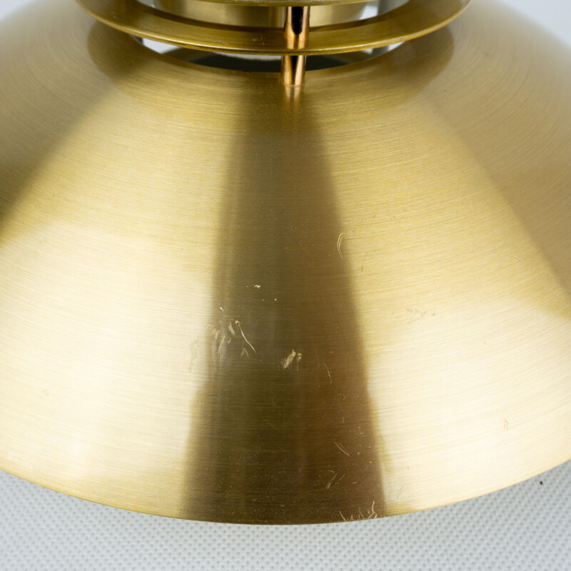 Pair of vintage golden pendant lamps by Kurt Wiborg by Jeka, Denmark 1980