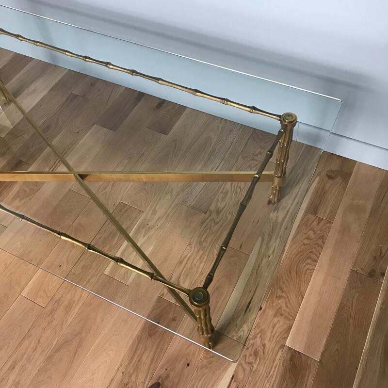 Vintage bronze and glass coffee table