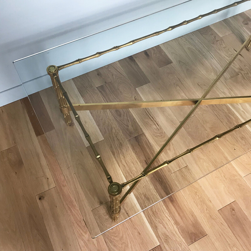 Vintage bronze and glass coffee table