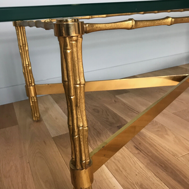 Vintage bronze and glass coffee table