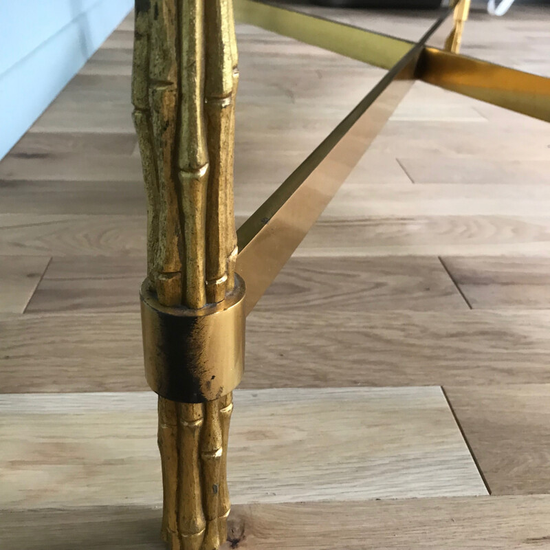 Vintage bronze and glass coffee table