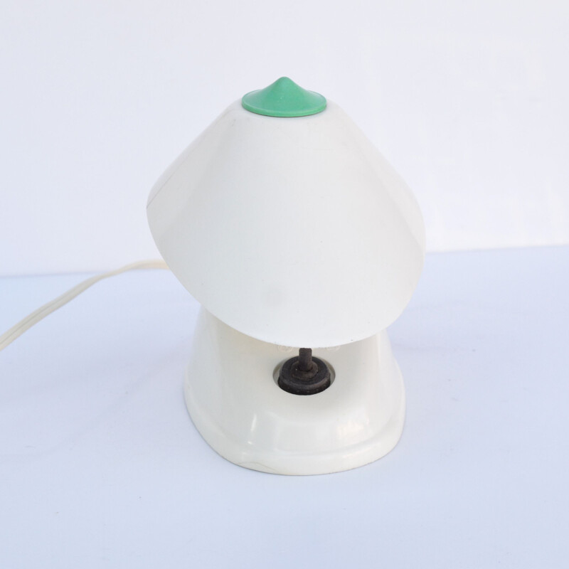 Vintage Zukov lamp in white bakelite, Czechoslovakia 1950