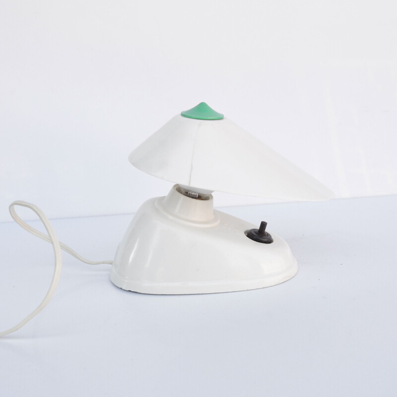 Vintage Zukov lamp in white bakelite, Czechoslovakia 1950