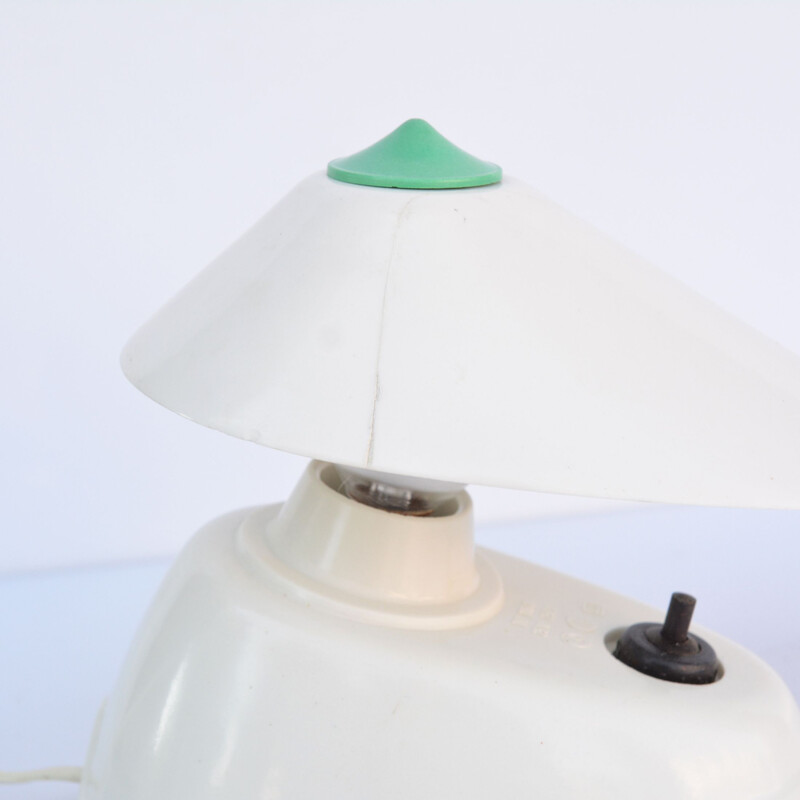 Vintage Zukov lamp in white bakelite, Czechoslovakia 1950