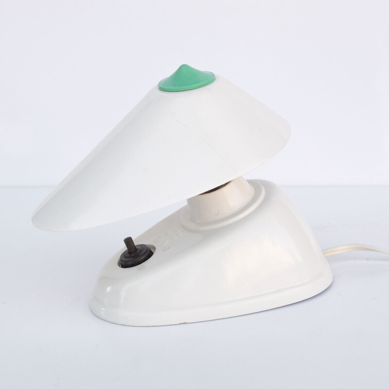 Vintage Zukov lamp in white bakelite, Czechoslovakia 1950