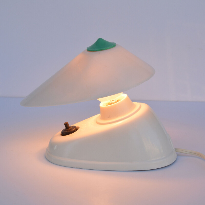 Vintage Zukov lamp in white bakelite, Czechoslovakia 1950