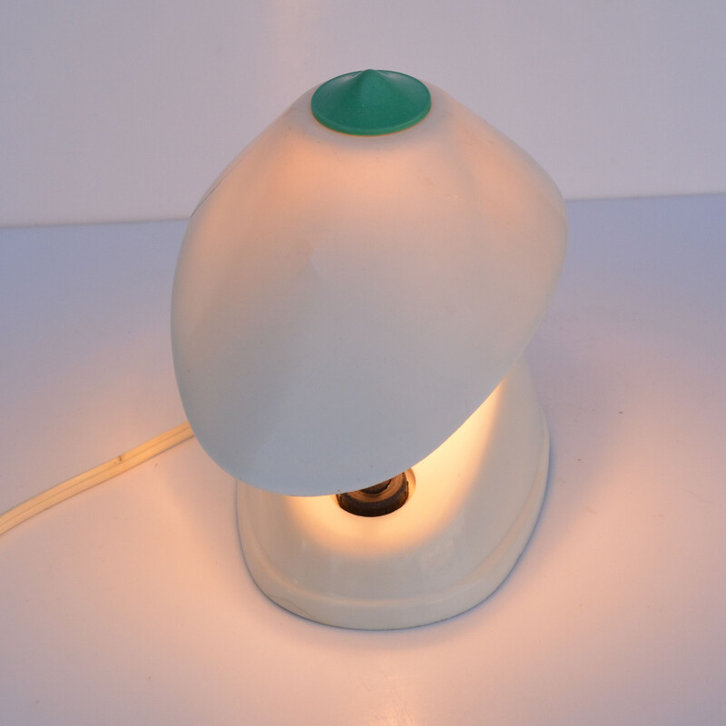 Vintage Zukov lamp in white bakelite, Czechoslovakia 1950