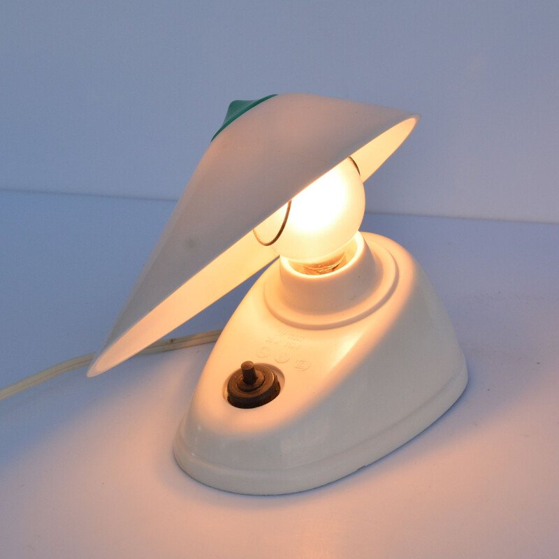 Vintage Zukov lamp in white bakelite, Czechoslovakia 1950