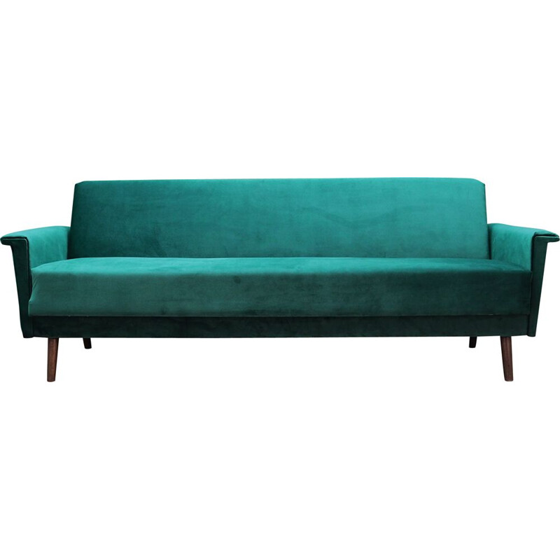 Vintage green velvet sofa, Danish 1970