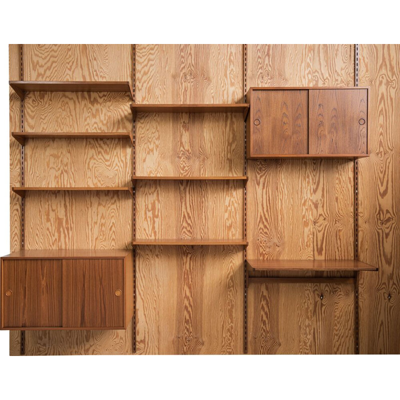 Vintage teak wall unit by Kai Kristiansen for FM, Denmark 1960