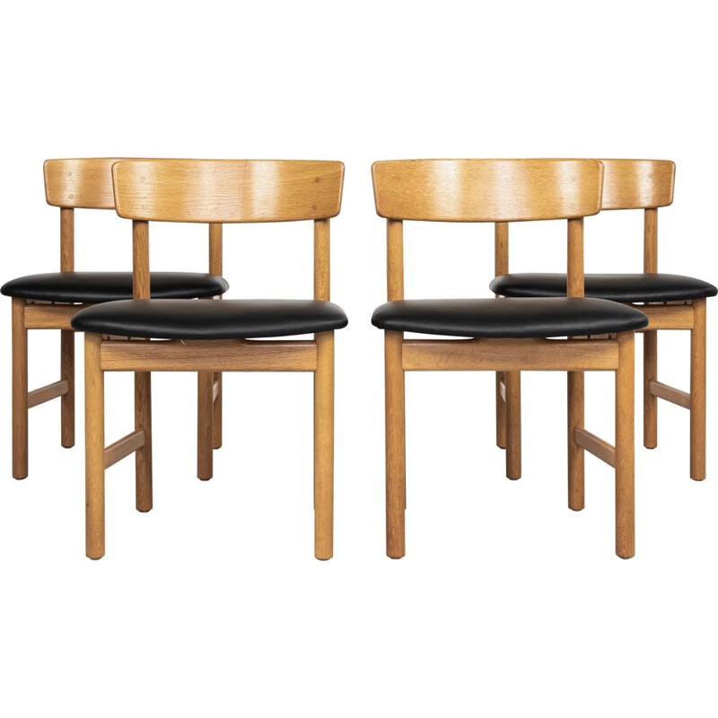 Set of 4 vintage chairs by Børge Mogensen for Fredericia, Dane 1960