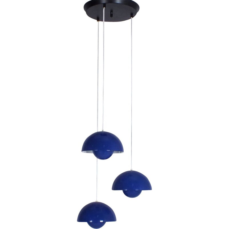 Verner Panton's vintage indigo blue pendant for Louis Poulsen, 1968