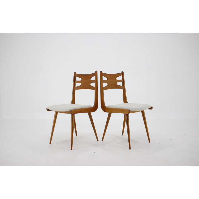 Set of 4 vintage Oak Dining Chairs, Czechoslovakia 1960s