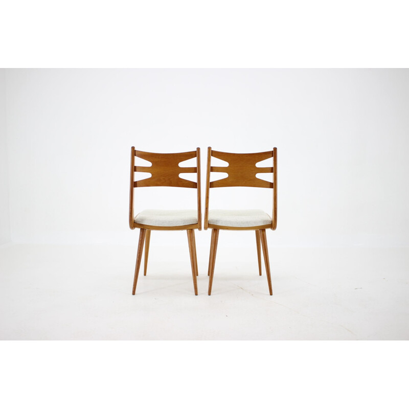 Set of 4 vintage Oak Dining Chairs, Czechoslovakia 1960s