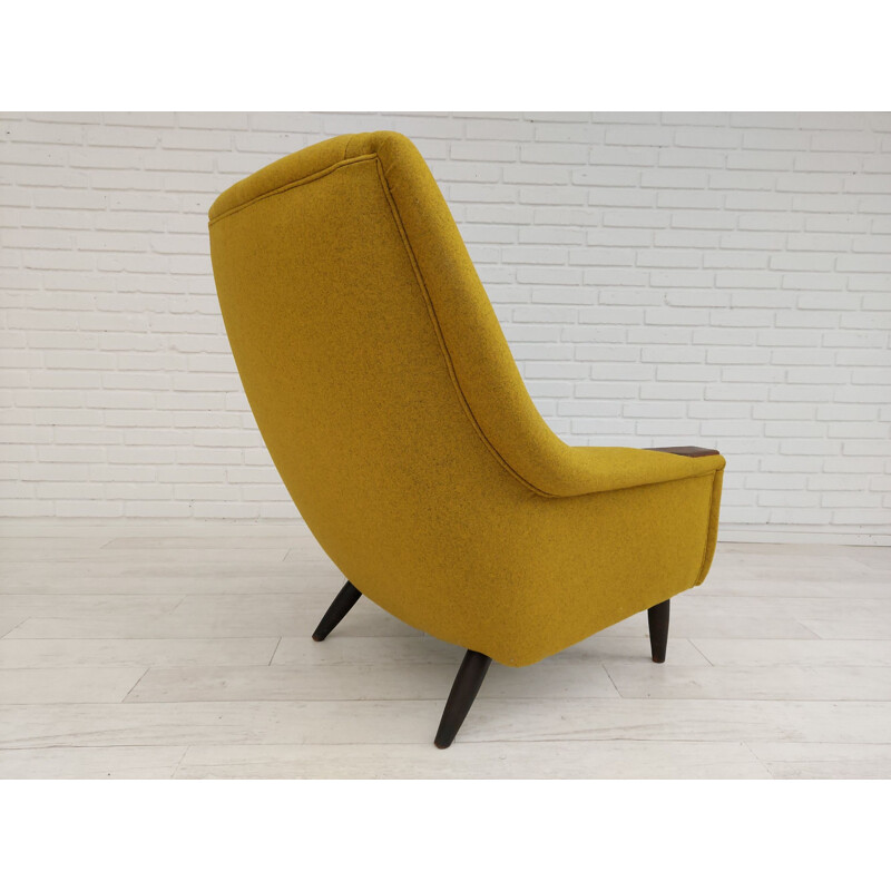 Vintage exotic wood wool armchair Danish 1970s