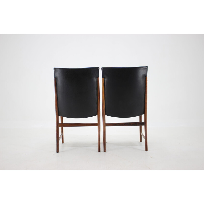 Ensemble de 8 chaises  vintage en cuir palissandre Kai Lyngfelt-Larsen 1960