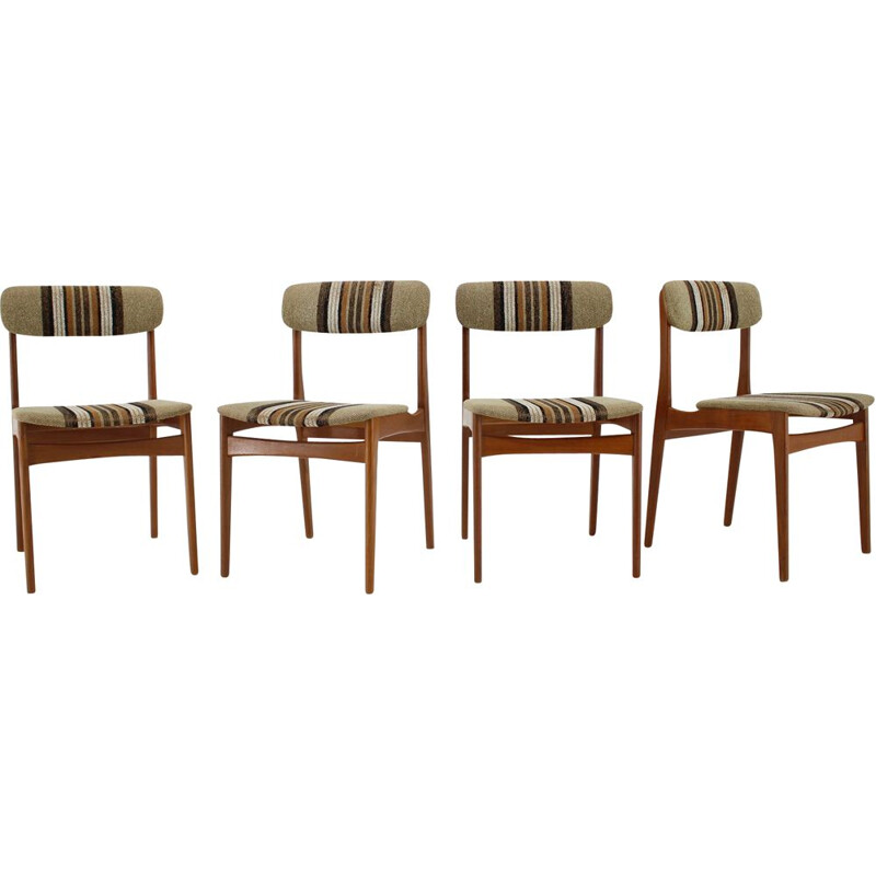 Ensemble de 4 chaises vintage en teck, danois 1960