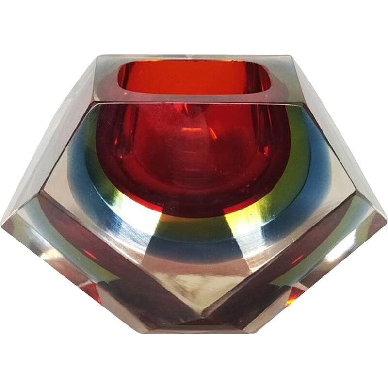 Vintage red ashtray by Flavio Poli for Seguso 1960