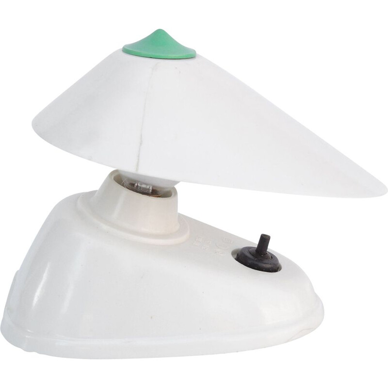 Vintage Zukov lamp in white bakelite, Czechoslovakia 1950